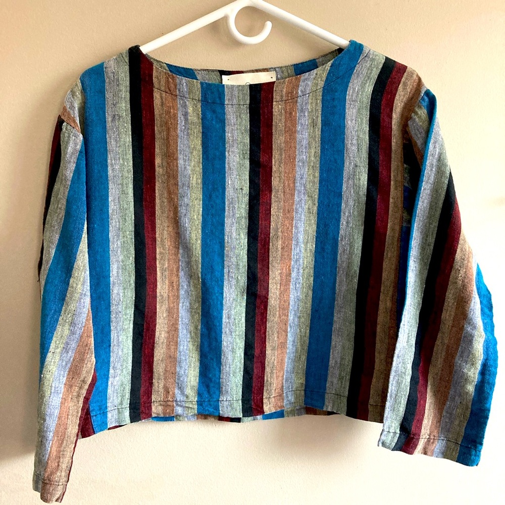 🍬 Sugar Candy Mountain: Mia Linen Striped Top size Small - Picture 2 of 4